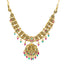 22K Antique Gold Lakshmi Temple Necklace w/ Emeralds, Ruby, CZ & Pearls (30.2gm)
