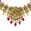 22K Antique Gold Lakshmi Choker Necklace w/ Emeralds, Ruby, CZ & Pearls (28.9gm)