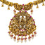 22K Antique Gold Lakshmi Choker Necklace w/ Emeralds, Ruby & CZ (40.8gm)