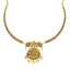 22K Antique Gold Lakshmi Temple Necklace w/ Emeralds, Ruby, CZ & Pearls (24.5gm)