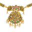 22K Antique Gold Lakshmi Temple Necklace w/ Emeralds, Ruby, CZ & Pearls (24.5gm)
