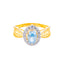 22K Yellow Gold Blue CZ Halo Ring with Filigree size 8 (2.5 grams)