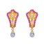 22K Gold Ruby & CZ Floral Drop Earrings (4.7 grams)