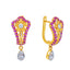 22K Gold Ruby & CZ Floral Drop Earrings (4.7 grams)