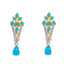 22K Gold Turquoise Drop Dangle Earrings (4.2 grams)