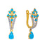 22K Gold Turquoise Drop Dangle Earrings (4.2 grams)