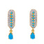 22K Gold Turquoise & CZ Dangle Earrings (4.4 grams)