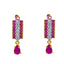 22K Gold Ruby & CZ Drop Dangle Earrings (5.1 grams)