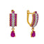 22K Gold Ruby & CZ Drop Dangle Earrings (5.1 grams)