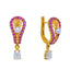 22K Gold Ruby Pearl Drop Dangle Earrings (4 grams)