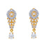 22K Gold Pearl & CZ Drop Dangle Earrings (5 grams)