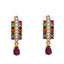 22K Gold Multi-Stone & Pearl Hoop Drop Earrings (5 grams)