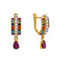 22K Gold Multi-Stone & Pearl Hoop Drop Earrings (5 grams)