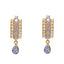22K Gold Pearl & CZ Dangle Hoop Earrings (4.8 grams)