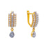 22K Gold Pearl & CZ Dangle Hoop Earrings (4.8 grams)