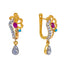 22K Gold Turquoise, Ruby & CZ Dangle Hoop Earrings (3.9 grams)