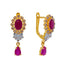 22K Gold Hoop style Earing with Ruby, CZ (5.9 grams)