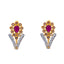 22K Gold Hoop style Earing with Ruby, CZ (4.3 grams)
