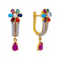 22K Yellow Gold Earrings with Gemstones, Pearls (5.8 grams)