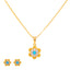 22K Yellow Gold Flower Pendant Set with CZ (5.2 grams)