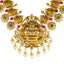 22K Antique Gold Temple Necklace w/ CZ, Emerald, Ruby & Pearl (88.3gm)