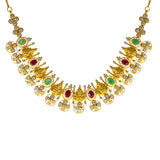 22K Antique Gold Temple Necklace w/ Emerald, Ruby & CZ (39.9gm) | 



This 22k antique gold necklace by Virani Jewelers brings the timeless beauty of temple jewelr...