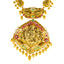 22K Antique Gold Temple Necklace w/ CZ, Emerald, Ruby & Pearl (78.3gm)