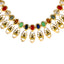 22K Antique Gold Temple Necklace w/ CZ, Kundan, Ruby, Sapphire & Pearl (58.6gm)