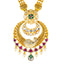 22K Yellow Gold Necklace Set w/ Kundan, Emerald, CZ, Pearls, and Ruby (85.2gm)