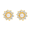 22K Yellow Gold, CZ & Pearls Stud Earrings (4.9 grams)