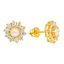 22K Yellow Gold, CZ & Pearls Stud Earrings (4.9 grams)