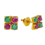22K Yellow Gold, Emerald & Ruby Stud Earrings (4.9 grams)
