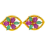 22K Yellow Gold, Emerald & Ruby Stud Earrings (3.5 grams)