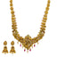 22K Gold Temple Bridal Necklace Set w/ Emerald, Ruby, and Pearls (67g)