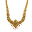 22K Gold Temple Bridal Necklace Set w/ Emerald, Ruby, and Pearls (67g)