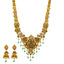 22K Gold Temple Bridal Necklace Set w/ Emerald, Ruby, Pearls (79.7 gm)