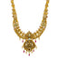 22K Gold Temple Bridal Necklace Set w/ Emerald Ruby Pearl (75.6 gm)
