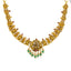 22K Gold Temple Bridal Necklace Set w/ Emerald, Ruby, and Pearl (27g)