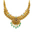 22K Gold Temple Bridal Necklace Set w/ Emerald, Ruby, Pearl (37 g)
