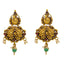 22K Antique Gold Temple Chandbali Earrings w/Emerald, Ruby, Pearl (8.2 g)