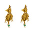 22K Antique Gold Temple Chandbali Earrings w/Emerald, Ruby, Pearl (8.2 g)