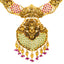 22K Antique Gold Temple Necklace w/ Emerald, Ruby, CZ (84.8g)