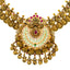 22K Yellow Gold Temple Necklace w/ Emerald, Ruby. CZ (71.3g)