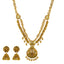 22K Yellow Gold Temple Necklace Set w/ Emerald, Ruby, CZ (66.1g)