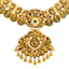 22K Antique Gold Temple Necklace Set w/ Emerald, Ruby, CZ (92.2g)