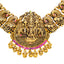 22K Antique Gold Temple Necklace Set w/ Emerald, Ruby (77.6g)