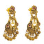 22K Antique Gold Temple Chandbali Earrings w/ Emerald, Ruby (15.2g)