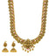 22K Gold Temple Bridal Necklace Set (E-7.1g)