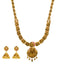 22K Gold Antique Temple Bridal Necklace Set with Ruby & CZ (45.8g)