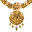 22K Gold Antique Temple Bridal Necklace Set with Ruby & CZ (45.8g)